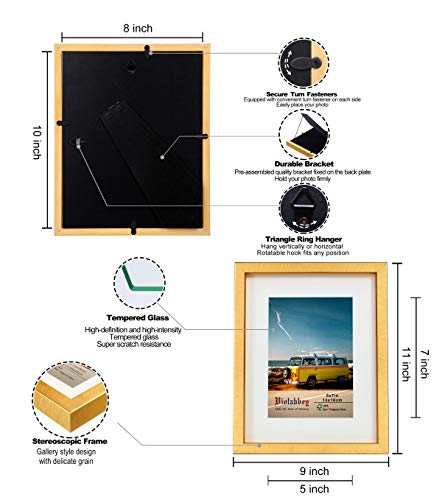 VIOLABBEY 8x10 Picture Frame Gold Set of 2, Photo Frame 5x7 with Mat or 8x10 without Mat, Wall Mount or Table Top, Semi Tempered Glass - Image 3