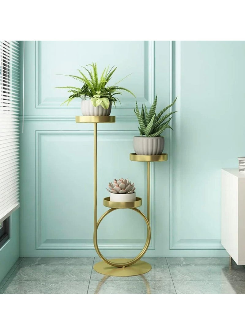 BLUE CORAL حامل نباتات رخامي من الحديد المطاوع الحديث لأثاث غرفة المعيشة، حامل نباتي متعدد الطبقات خفيف فاخر وبسيط على الأرض حامل وعاء الزهور باللون الذهبي  - Image 2