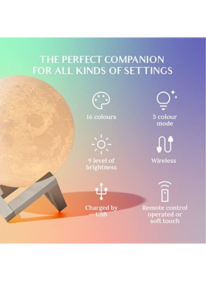 Maidthon 148 Moon Lamp Set - Home Decor Party Light with LED Night Brightness Control for Christmas, Bedroom and Meditation and Gift Remote Device and Wooden Base 18cm 16 Color - Image 5
