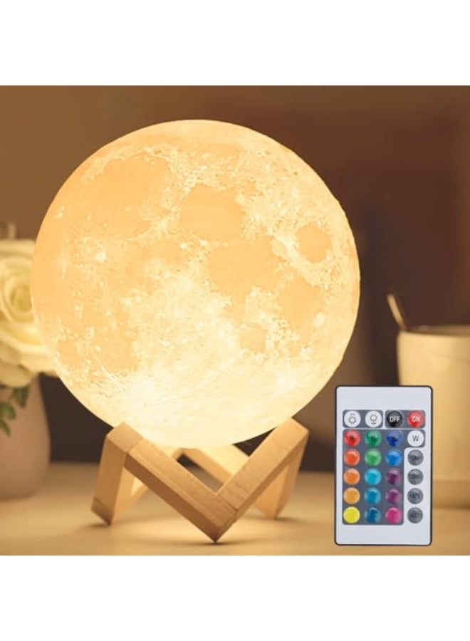 Maidthon 148 Moon Lamp Set - Home Decor Party Light with LED Night Brightness Control for Christmas, Bedroom and Meditation and Gift Remote Device and Wooden Base 18cm 16 Color - Image 1