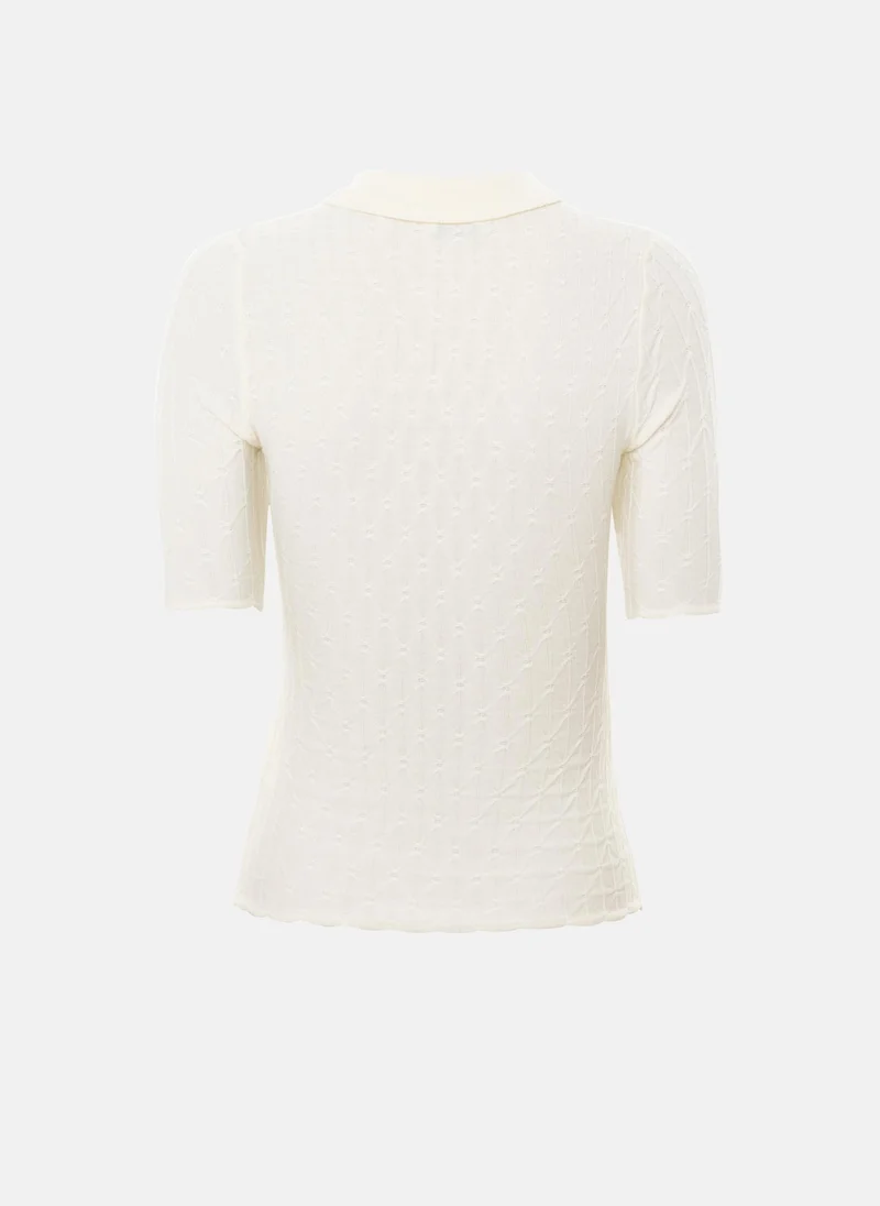 Lichi  Polo shirt in textured knit with large buttons for Women | Best Price UAE