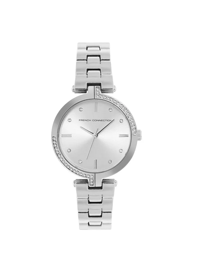 فرنش كونكشن 33.5mm Women's Quartz Watch with Silver Dial