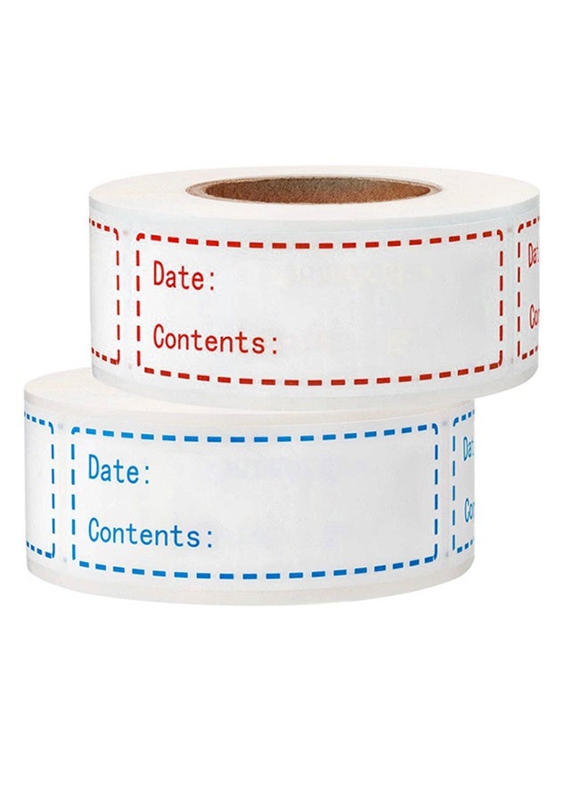 2 Rolls Of Removable Freezer Labels, Food Freezer Labels, Food Date Labels, Food Storage Stickers For Food Containers Jars, Kitchen Restaurant Storage Organization (Total 250 Pieces, Red, Blue) - Image 1