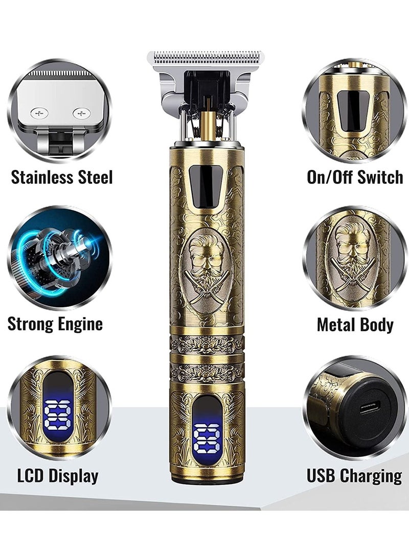 Beard Trimmer for Mens, Rechargeable Electric Hair Clippers with LCD Screen, Titanium Precision T Blade Trimmer for Families and Barber Gift - Image 2