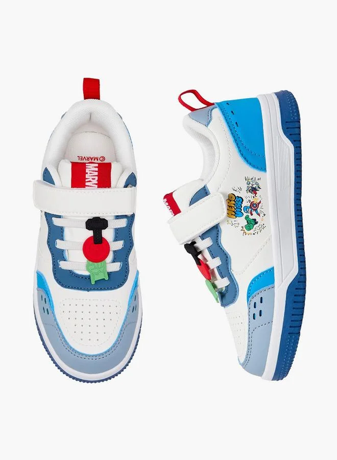مارفل Boys Avengers Print Hook & Loop Ankle School Sneakers