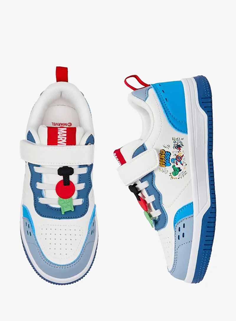 Marvel Boys Avengers Print Hook & Loop Ankle School Sneakers