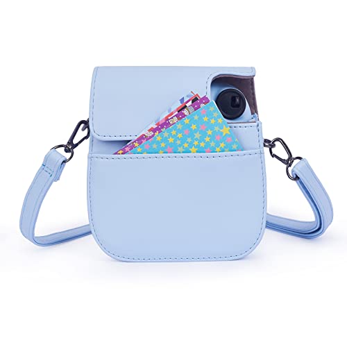 Phetium Instant mini 12 Camera Protective Case Compatible with Instax Mini 12 11,PU Leather Bag with Pocket and Adjustable Shoulder Strap (Pastel Blue) - Image 5