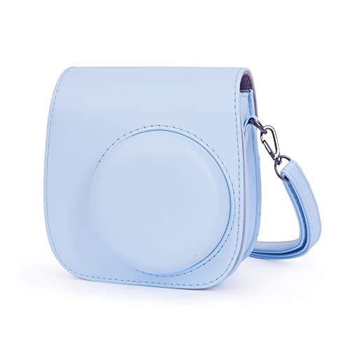 Phetium Instant mini 12 Camera Protective Case Compatible with Instax Mini 12 11,PU Leather Bag with Pocket and Adjustable Shoulder Strap (Pastel Blue) - Image 1