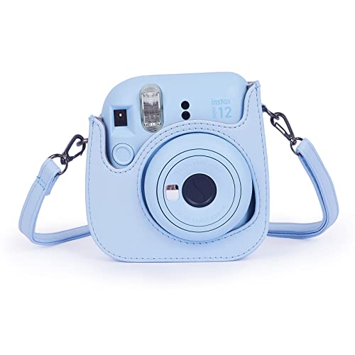 Phetium Instant mini 12 Camera Protective Case Compatible with Instax Mini 12 11,PU Leather Bag with Pocket and Adjustable Shoulder Strap (Pastel Blue) - Image 4