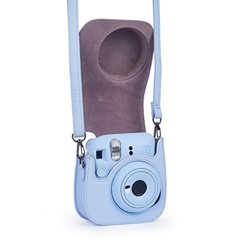 Phetium Instant mini 12 Camera Protective Case Compatible with Instax Mini 12 11,PU Leather Bag with Pocket and Adjustable Shoulder Strap (Pastel Blue) - Image 3