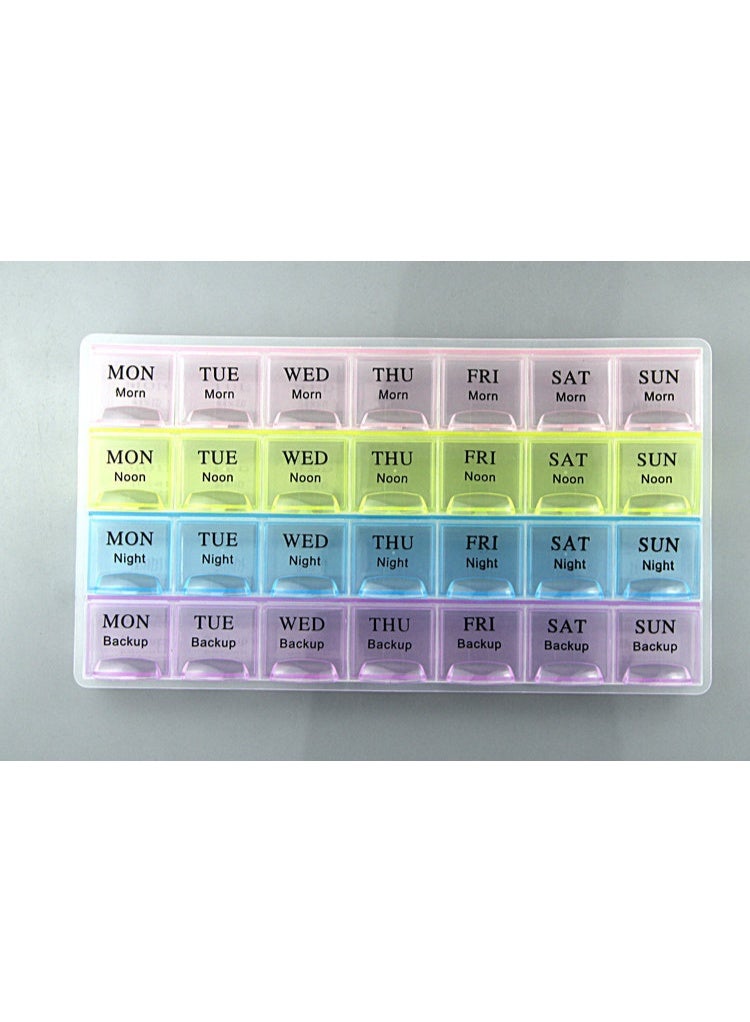 Large Weekly Pill Organizer (28 Slots) 4 Times A Day - Moisture-Proof 7 Day Medicine Box and Travel Case | Portable Supplement Container for Pills, Vitamins, Fish Oil with Clear Bold Fonts and Easy Operation, BPA-Free for the Elderly. - Image 3