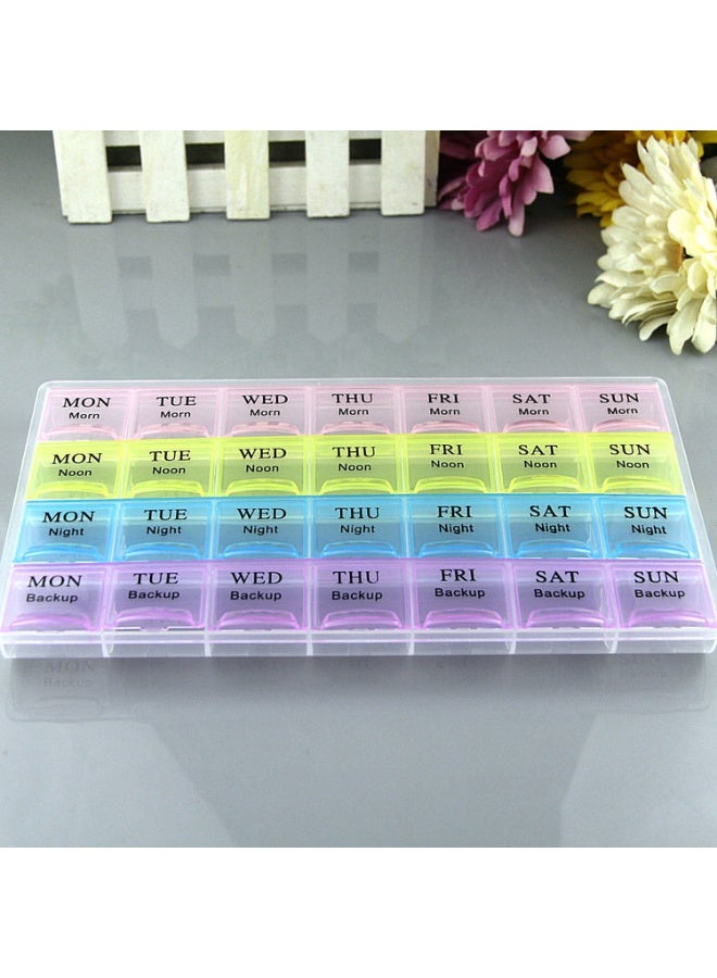 Large Weekly Pill Organizer (28 Slots) 4 Times A Day - Moisture-Proof 7 Day Medicine Box and Travel Case | Portable Supplement Container for Pills, Vitamins, Fish Oil with Clear Bold Fonts and Easy Operation, BPA-Free for the Elderly. - Image 2