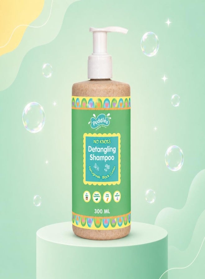 Puddles Kids No Knots Detangling Shampoo 300ml | Gentle Shampoo with Black Cumin, Fenugreek & Coconut Milk | Soft, Clean & Tangle-Free Hair Care for Kids - Image 1