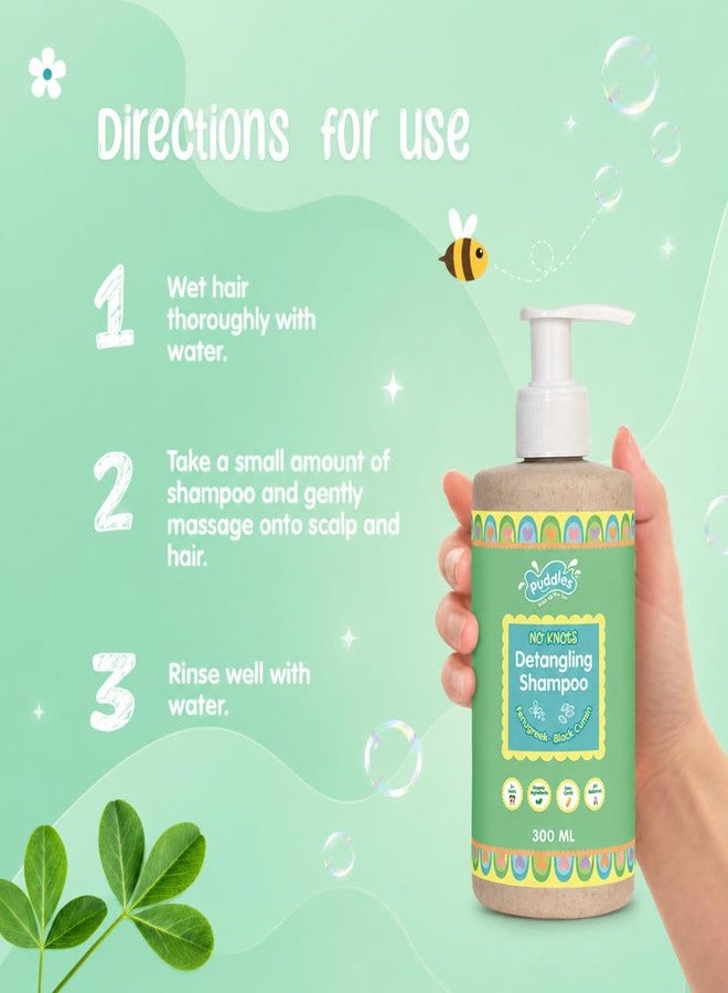 Puddles Kids No Knots Detangling Shampoo 300ml | Gentle Shampoo with Black Cumin, Fenugreek & Coconut Milk | Soft, Clean & Tangle-Free Hair Care for Kids - Image 3