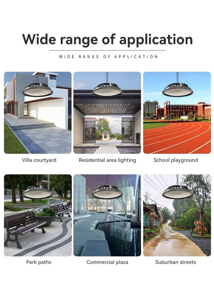 مصباح معلق يعمل بالطاقة الشمسية Φ224 مم SMD 2835 أسود مع جهاز تحكم عن بعد ووقت عمل طويل للمستودعات وسقيفة الفناء وإضاءة موفرة للطاقة - Image 5