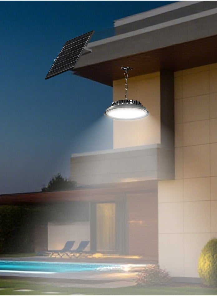 مصباح معلق يعمل بالطاقة الشمسية Φ224 مم SMD 2835 أسود مع جهاز تحكم عن بعد ووقت عمل طويل للمستودعات وسقيفة الفناء وإضاءة موفرة للطاقة - Image 1