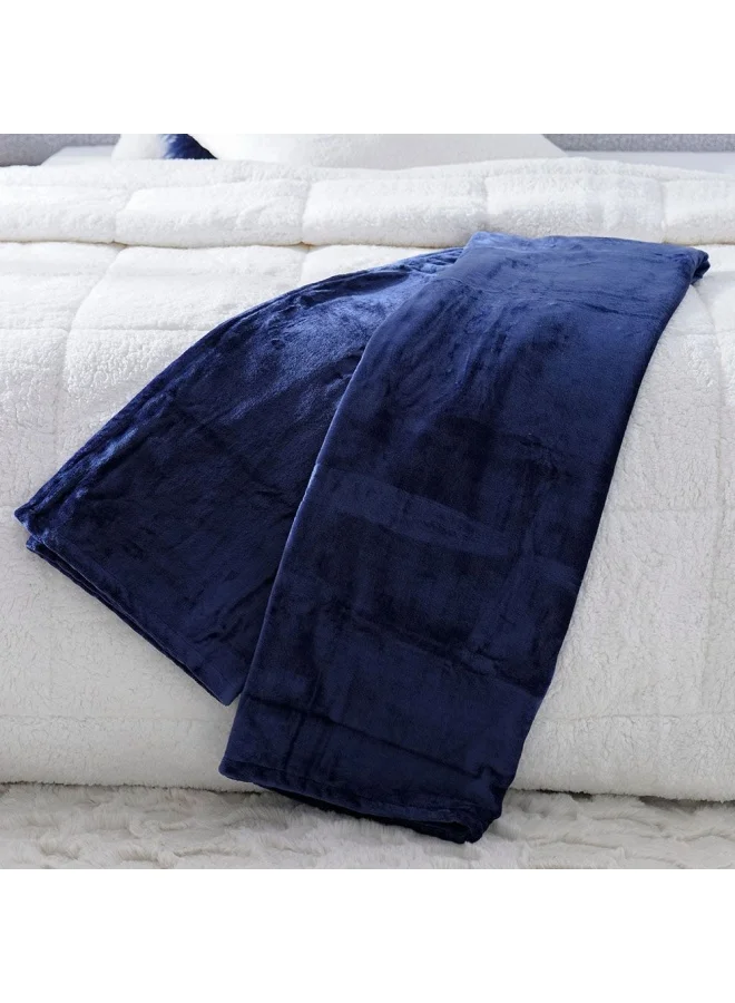 DANUBE HOME Micro Flannel Blankets Double 220X240Cm Navy