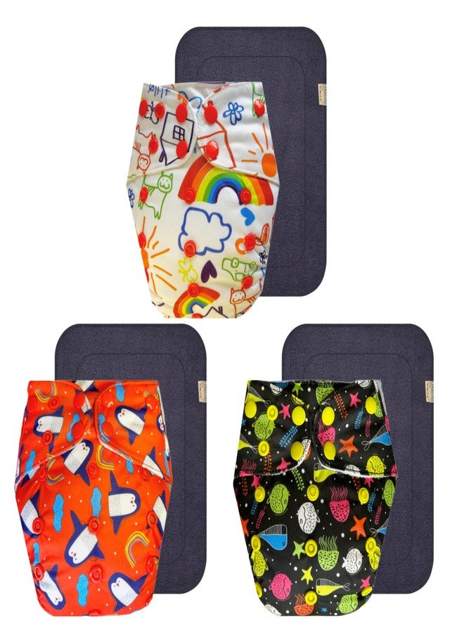 حفاضات قماشية فاخرة من دمبلدو مع حشوة رمادية (عبوة من 3 قطع) | ملائمة تمامًا | تسمح بمرور الهواء | أزرار كبس قابلة للتعديل | مثالية للأطفال الصغار | من 3 أشهر إلى 3 سنوات | للجنسين - Image 1
