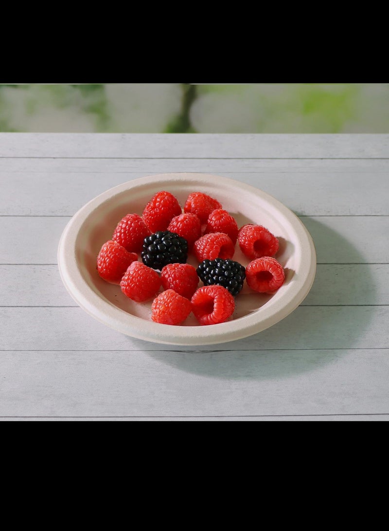 Paper Plates, 100% Compostable Heavy Duty, Disposable 7 Inch, Small Dessert Plate - [50-Pack]- Eco-Friendly, Biodegradable Bagasse Natural Brown Small Plates  - Image 2