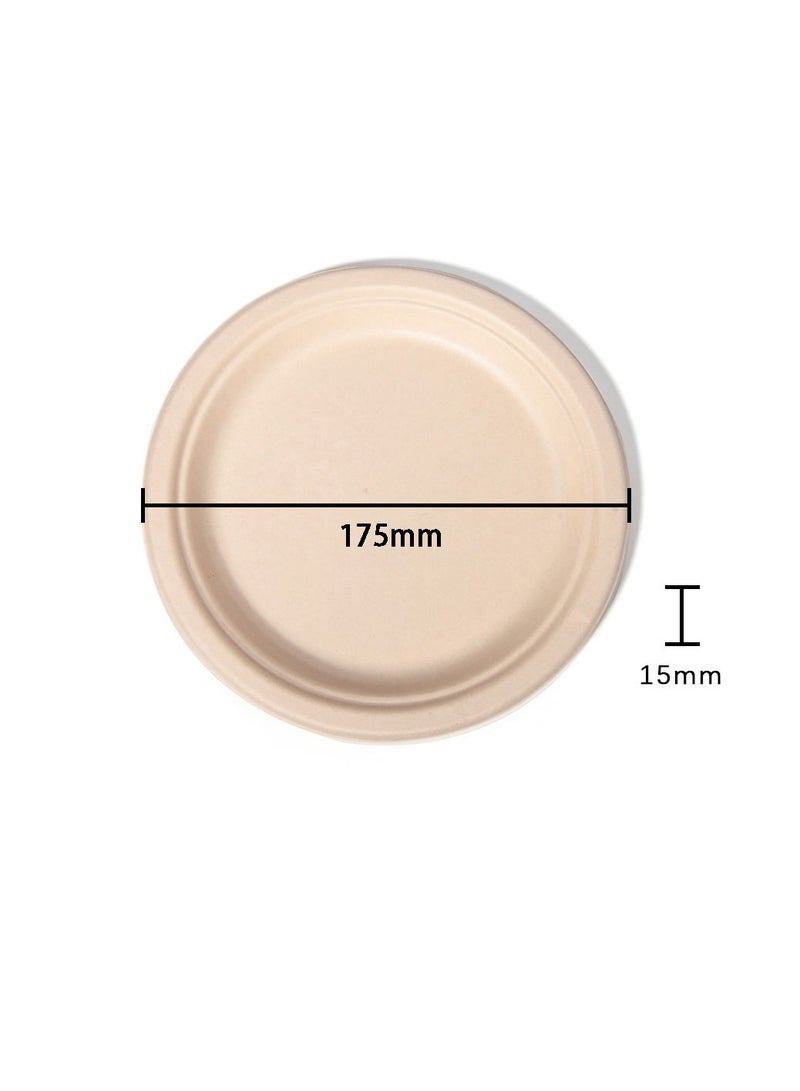 Paper Plates, 100% Compostable Heavy Duty, Disposable 7 Inch, Small Dessert Plate - [50-Pack]- Eco-Friendly, Biodegradable Bagasse Natural Brown Small Plates  - Image 4