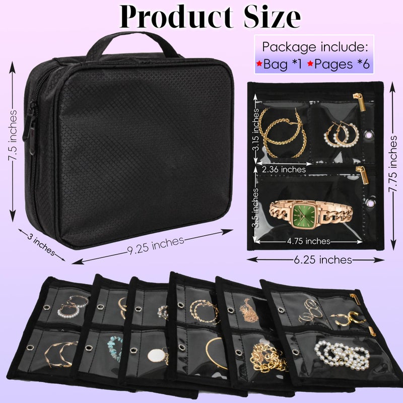 LingLingo Travel Jewelry Organizer Case,Jewelry Bags Jewelry Storage Book Binder with Clear Zipper Velvet Pouch for Traveling,Earrings, Rings, Necklace, Bracelet - Image 2