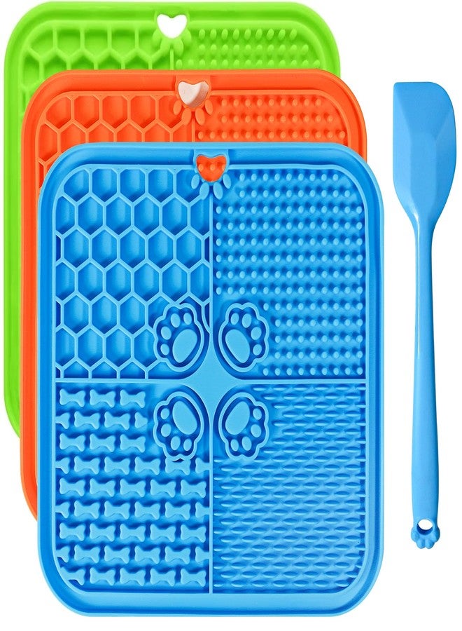 Verwohnt Lick Mat for Dogs, Dog Lick Mat with Suction Cups Dog Food Mats and Slow Feeder Cat Bowl for Dogs Anxiety Relief Cats Enrichment Toys for Pet Bathing Station and Cat Grooming3Pack (Blue&Orange&Green) - Image 1