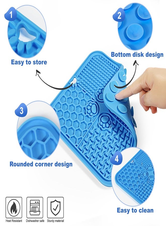 Verwohnt Lick Mat for Dogs, Dog Lick Mat with Suction Cups Dog Food Mats and Slow Feeder Cat Bowl for Dogs Anxiety Relief Cats Enrichment Toys for Pet Bathing Station and Cat Grooming3Pack (Blue&Orange&Green) - Image 3