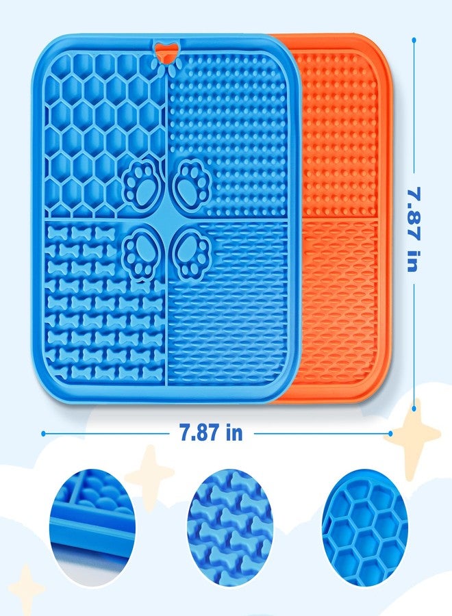 Verwohnt Lick Mat for Dogs, Dog Lick Mat with Suction Cups Dog Food Mats and Slow Feeder Cat Bowl for Dogs Anxiety Relief Cats Enrichment Toys for Pet Bathing Station and Cat Grooming3Pack (Blue&Orange&Green) - Image 2