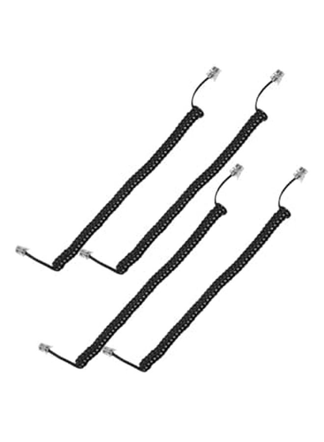 4pcs Black Coiled Telephone Extension Cord for Home and Office Use - Image 1