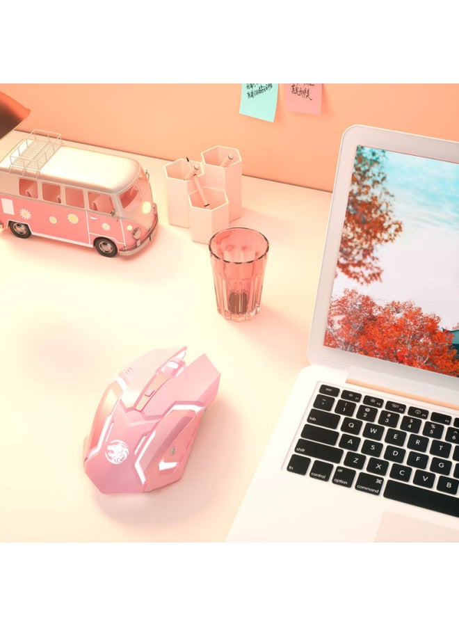 Forerunner G306 Mouse Wireless Bluetooth Dual-Mode Mute on Comfortable Office Game Home Source Factory-Color:Girl Powder  Upgraded Version - Image 5