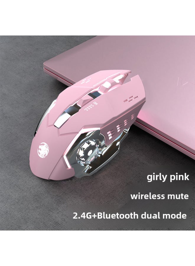 Forerunner G306 Mouse Wireless Bluetooth Dual-Mode Mute on Comfortable Office Game Home Source Factory-Color:Girl Powder  Upgraded Version - Image 1