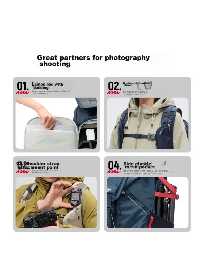 Vsgo Pocket Ranger Outdoor Photography Travel Bag, Navy Blue, 35l, With Inner Liner, Backpack, Camera Bag, Men's Hiking Bag, Lightweight - Image 4