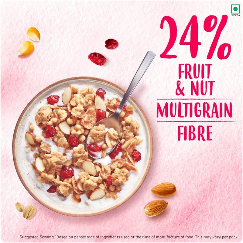 Kellogg's Crunchy Granola Almonds & Cranberries 460g | 24% Fruit & Nut, Baked Multigrain | Whole-grain Oats, Wheat, Corn, Rice and Barley, Source of Fibre | Breakfast Cereal - Image 4