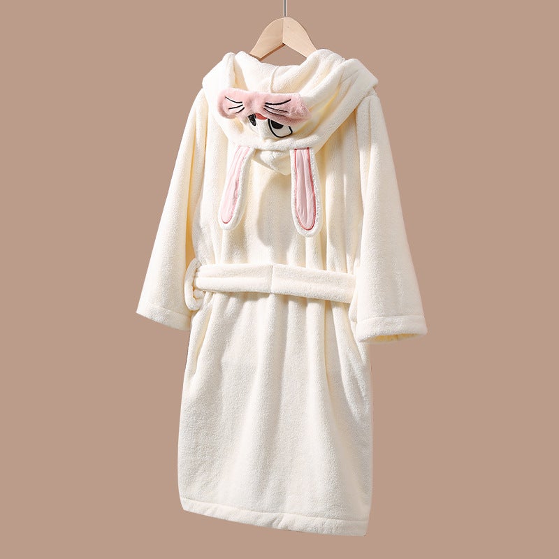 general Kids Winter Coral Fleece Bathrobe with Hood Cartoon Design Boys Girls Sleepwear - Image 1