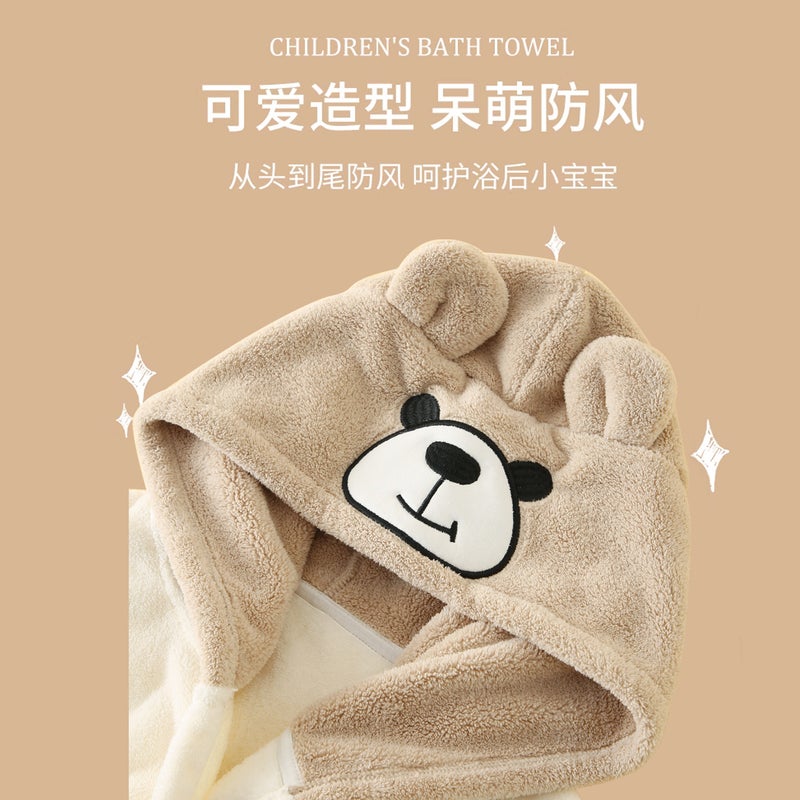 general Kids Winter Coral Fleece Bathrobe with Hood Cartoon Design Boys Girls Sleepwear - Image 4