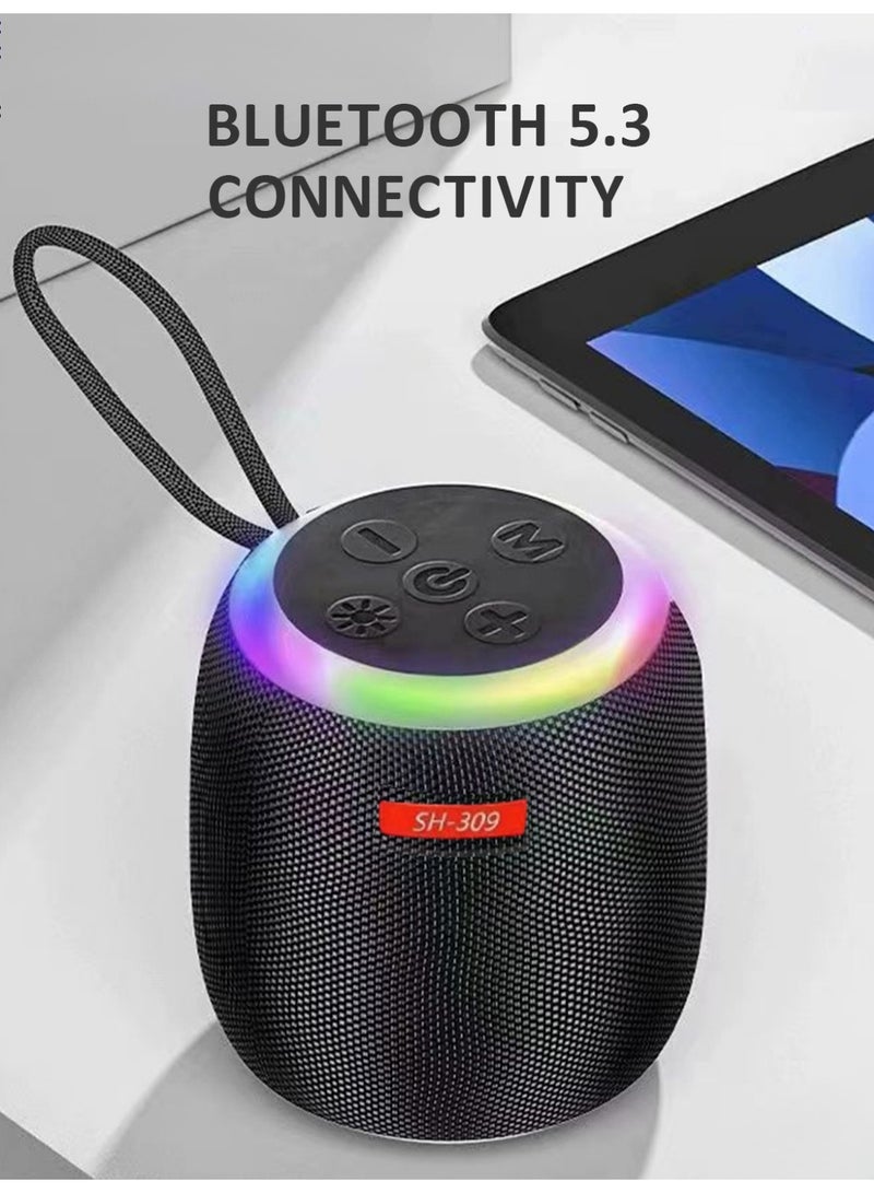 دراكلاو مكبر صوت بلوتوث، لاسلكي محمول بتقنية بلوتوث 5.3، إضاءة LED، FM/TF/USB، اقتران مزدوج بتقنية TWS، مكبر صوت صغير للمنزل والهواء الطلق والشاطئ، هدية مثالية - Image 2