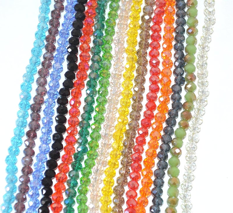 Catoterm Catotrem Faceted Glass Crystal Beads Strands Briolette Rondelle Crystal Beads Spacer for Jewelry Making 15 Colors 2100pcs 4MM - Image 4