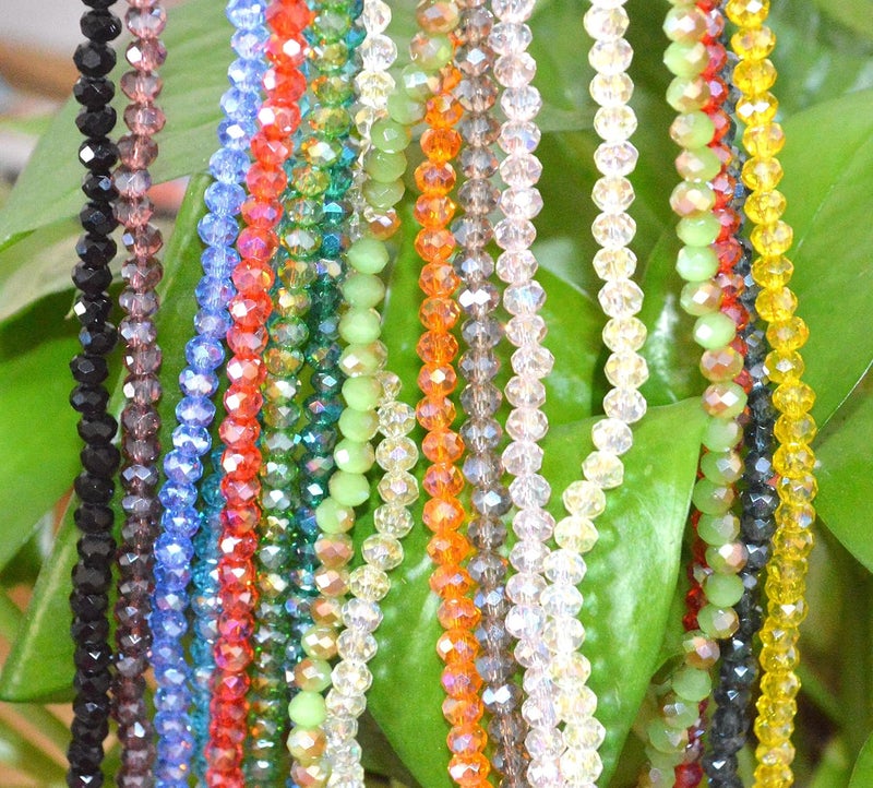 Catoterm Catotrem Faceted Glass Crystal Beads Strands Briolette Rondelle Crystal Beads Spacer for Jewelry Making 15 Colors 2100pcs 4MM - Image 2