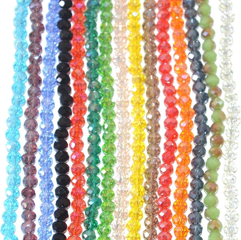 Catoterm Catotrem Faceted Glass Crystal Beads Strands Briolette Rondelle Crystal Beads Spacer for Jewelry Making 15 Colors 2100pcs 4MM - Image 3