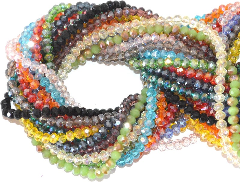 Catoterm Catotrem Faceted Glass Crystal Beads Strands Briolette Rondelle Crystal Beads Spacer for Jewelry Making 15 Colors 2100pcs 4MM - Image 1
