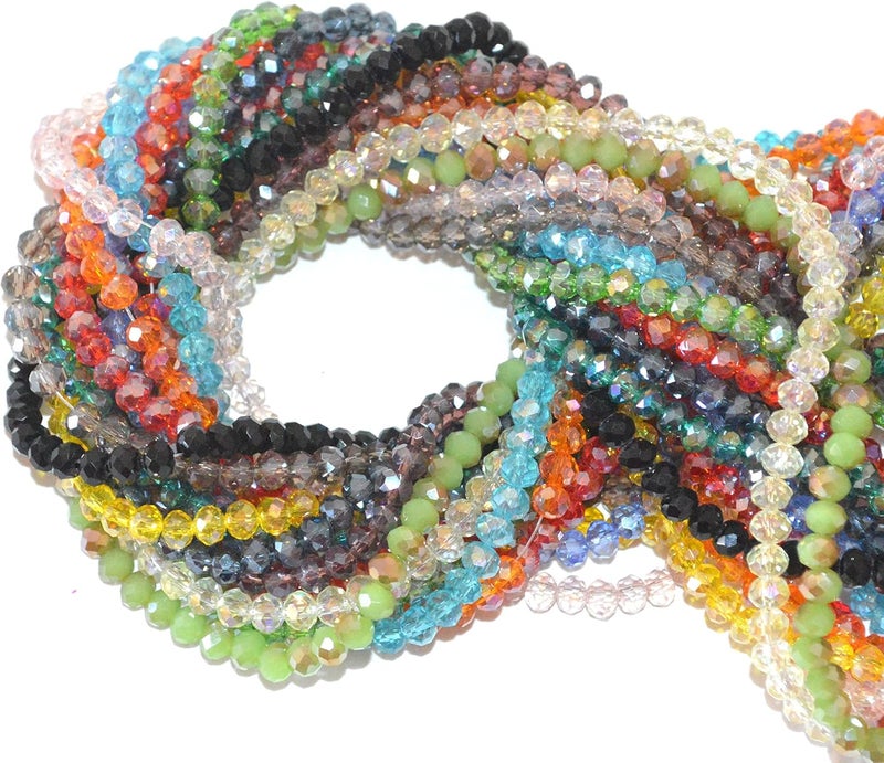 Catoterm Catotrem Faceted Glass Crystal Beads Strands Briolette Rondelle Crystal Beads Spacer for Jewelry Making 15 Colors 2100pcs 4MM - Image 5