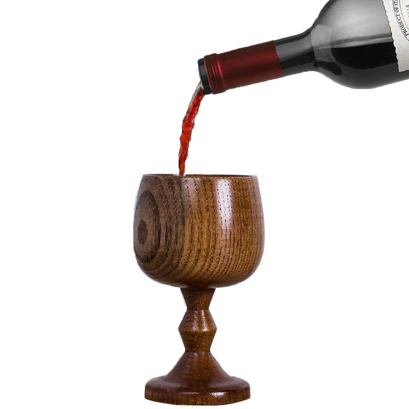 TBWHL Hand-made Jujube Wooden Wine Goblet Drinking Cup, Wooden Goblets for Drinking Wine, Whiskey & Mead - Natural Eco,Premium Solid Wood Cup with Smooth Polished Finish 5oz (150ml) - Image 1
