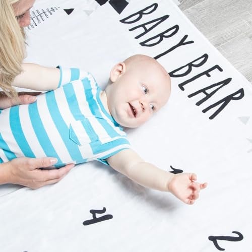 Pondering Pine Organic Baby Monthly Milestone Blanket Boy - Baby Bear Blanket with Month Marker Frame and Newborn Announcement Disc - 1-12 Months Milestones, Woodland, 47”x47” - Image 2