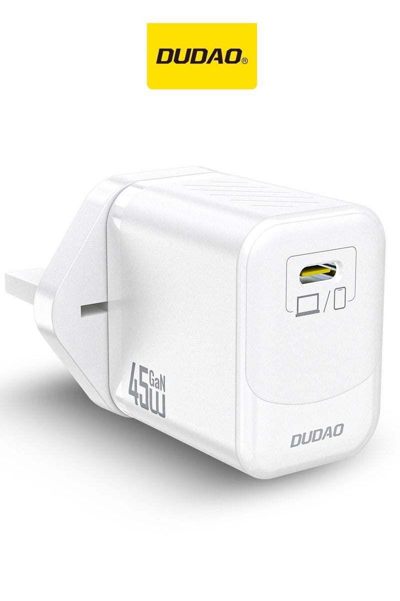 DUDAO 45W GaN Fast Charger Samsung Charger USB-C Power Adapter, Compact Wall Charger, Smart Temperature Control IC, 9-Layer Safety Protection, Type C Charger for iPhone 15, Samsung Galaxy, Huawei, iPad, MacBook, Xiaomi, Laptop - Image 1