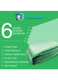 TUFFPAULIN TUFFPAULIN 6FT X 6FT 150 GSM Green Heavy Duty Tarpaulin Tirpal Tadpatri Tharpai Thadika Extra Strong Eyelets UV Resistant 100 Waterproof Virgin 6 Layer MLCL 3D Rib Technology1 No  - Image 4
