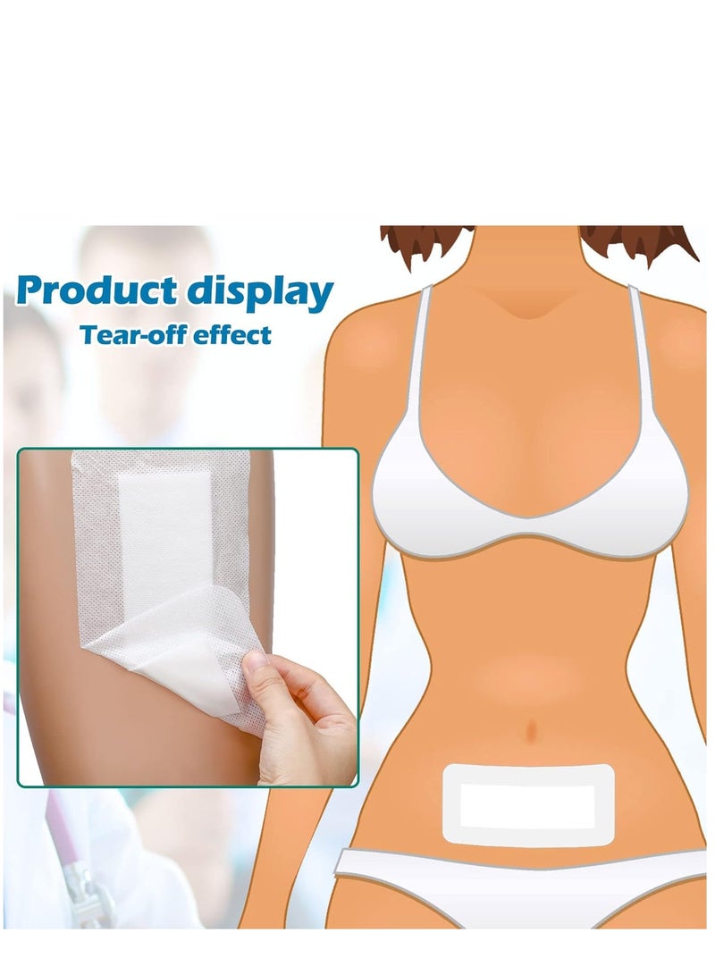 20 Pieces Bordered Gauze-Island Dressing Wound Bandage Sterile Adhesive Gauze Pads Patches Post Shower Breathable Borders Individually Packed Pouches Tapes (4 x 8 Inch)