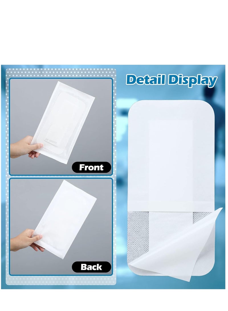 20 Pieces Bordered Gauze-Island Dressing Wound Bandage Sterile Adhesive Gauze Pads Patches Post Shower Breathable Borders Individually Packed Pouches Tapes (4 x 8 Inch)