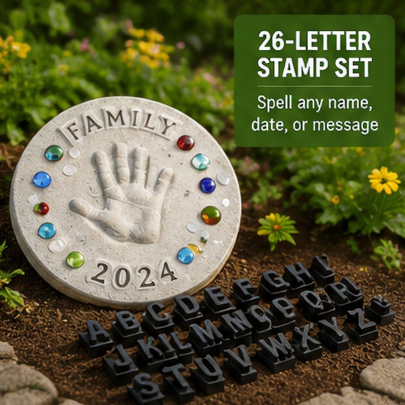 Stepping Stone Kit Complete 26-Letter Alphabet Stamp Set - Weatherproof Outdoor Durability Concrete Paver for Family Bonding - Image 5