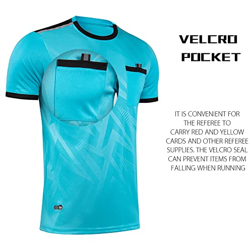 Shinestone Referee Jersey Bundle, Men's Soccer Referee Uniform Short Sleeve Pro Referee Soccer Jersey Perfect for Basketball Football Sports - Includes Referee Jersey and Shorts(Blue,S) - Image 4