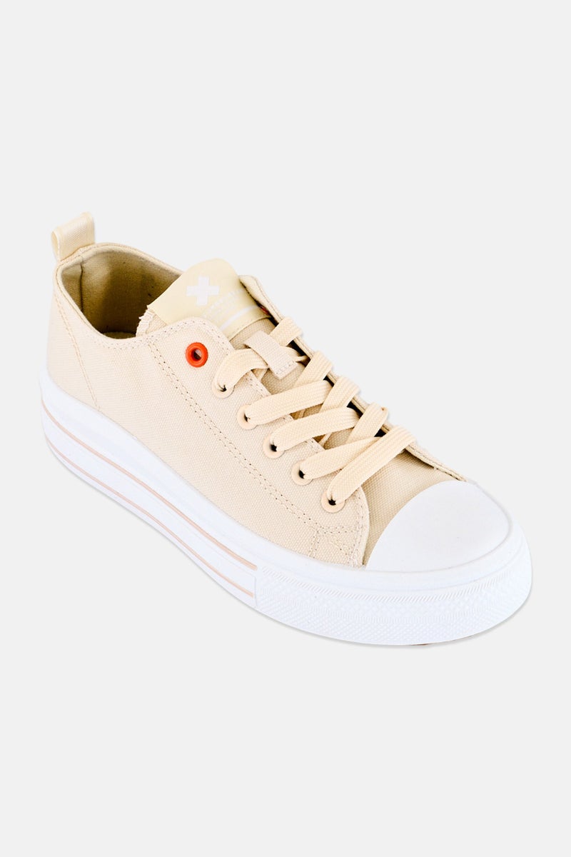 Xti Kids Boy Canvas Lace Up Casual Shoes, Beige - Image 1